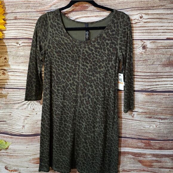 Jessica Simpson mid Sleeve Dress Women's small green camouflage NWT - Picture 1 of 7
